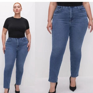 Good American Slim Straight Cashmere Jeans Indigo Blue Womens Plus Size 15